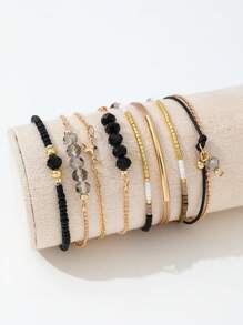 8pcs/Set Boho Style Beaded Bracelets Set For Women - Multicolor - View 2