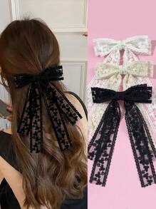 1 kẹp tóc nơ ren hai lớp đơn giản và thanh lịch dành cho nữ, phù hợp với trang phục đi làm hàng ngày, ngày lễ, tiệc sinh nhật, mua sắm, du lịch, chụp ảnh và bất kỳ dịp nào, món quà hoàn hảo cho những người bạn thân nhất - Nhiều màu - Xem 1
