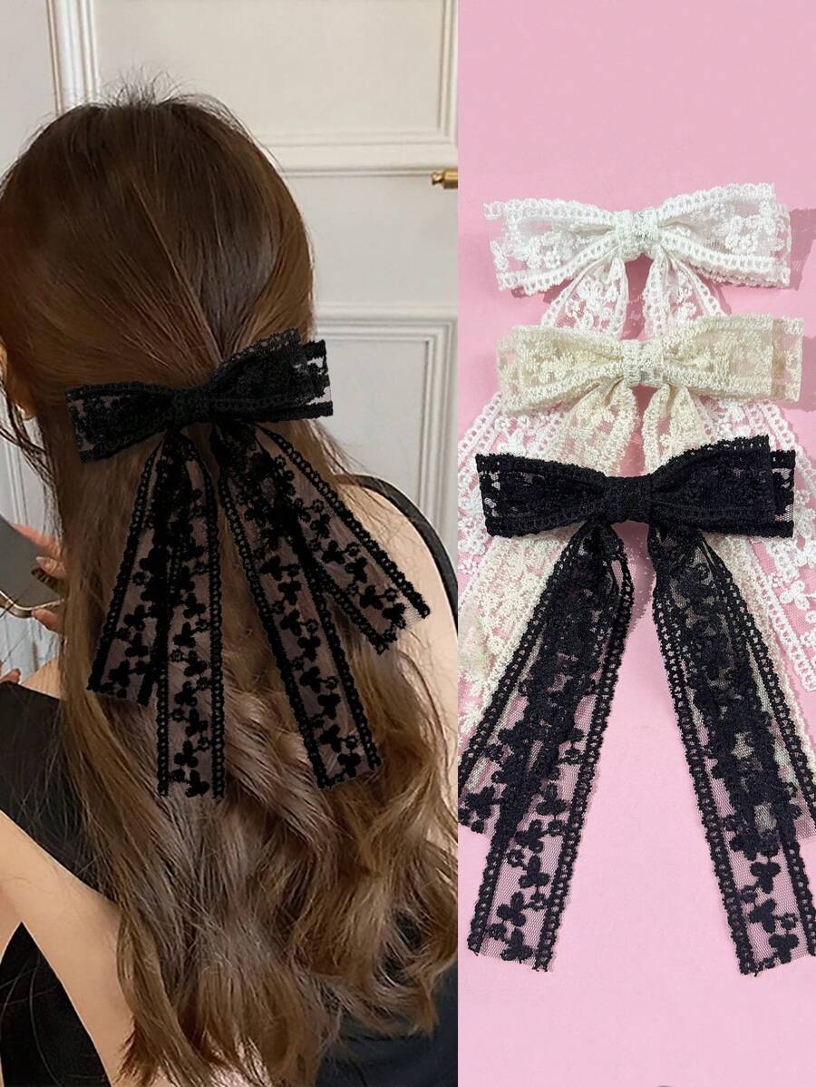 1 kẹp tóc nơ ren hai lớp đơn giản và thanh lịch dành cho nữ, phù hợp với trang phục đi làm hàng ngày, ngày lễ, tiệc sinh nhật, mua sắm, du lịch, chụp ảnh và bất kỳ dịp nào, món quà hoàn hảo cho những người bạn thân nhất - Nhiều màu - Xem 1