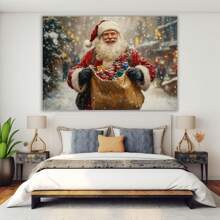 Framed Wall Art Prints,Funny Santa Claus Vintage Watercolor Posters Decorative Natural Forest Art Posters - Posters Prints Canvas Wall Art Winter For Home Gallery Living Room Bedroom Decor Canvas Wall Art - Maximalist Pictures Home Wall Decorations Paintings Canvas Prints Festival Gift Framed Ready To Hang
