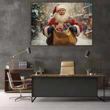 Framed Wall Art Prints,Funny Santa Claus Vintage Watercolor Posters Decorative Natural Forest Art Posters - Posters Prints Canvas Wall Art Winter For Home Gallery Living Room Bedroom Decor Canvas Wall Art - Maximalist Pictures Home Wall Decorations Paintings Canvas Prints Festival Gift Framed Ready To Hang