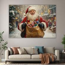 Framed Wall Art Prints,Funny Santa Claus Vintage Watercolor Posters Decorative Natural Forest Art Posters - Posters Prints Canvas Wall Art Winter For Home Gallery Living Room Bedroom Decor Canvas Wall Art - Maximalist Pictures Home Wall Decorations Paintings Canvas Prints Festival Gift Framed Ready To Hang