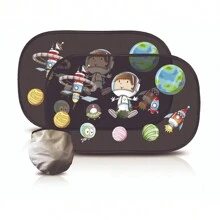 Portable bathtub 2 件汽车侧窗遮阳帘，提供全遮光和半遮光，可爱图案汽车窗帘，用于隔热、万圣节、感恩节和圣诞节礼物 - 彩色 - 查看 13