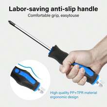 Magnetic Screwdriver Set HEAVY DUTY Phillips & Slotted Go Through Drivers - Blue - View 4