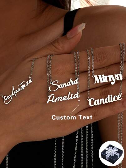 Personalized Jewelry Name Necklace, Stainless Steel Gold Color Customizable Font Letter Chain, Suitable For Men And Women, Unique & Ideal Gift For Girlfriend, Mom, Family Colorful, Vintage, Simple, Unisex, Casual, Cuties, Custom, Personalized, Unique, Ideal Gifts For Him, Ideal Gifts For Her, Her, Boyfriend, Girlfriend, Dad, Mom, Family, Friends, For Anniversaries, For Birthdays, For Graduation, For Prom, For Party