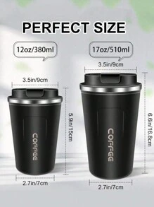 1 pieza/380ML/510ML Taza de café reutilizable de acero inoxidable, taza de viaje portátil, botella de agua aislada a prueba de fugas, apta para la oficina y el automóvil