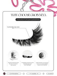 GROINNEYA 7 paia di nuove ciglia a forma di occhio di gatto, naturali e lunghe, con banda trasparente, con estremità alate che allungano lo sguardo, ciglia finte in stile mink per il trucco (XF07)