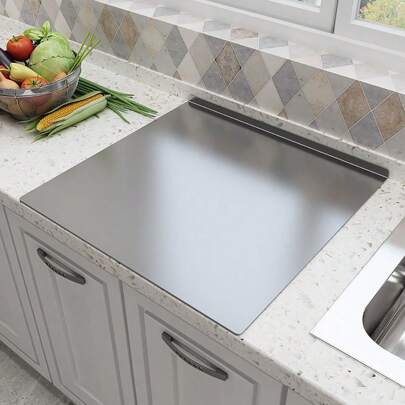 1pc Stainless Steel Kitchen Rolling Dough Board,Large Cutting Chopping Board, Fruit Bread Kneading Pastry Mat Board For Home Use