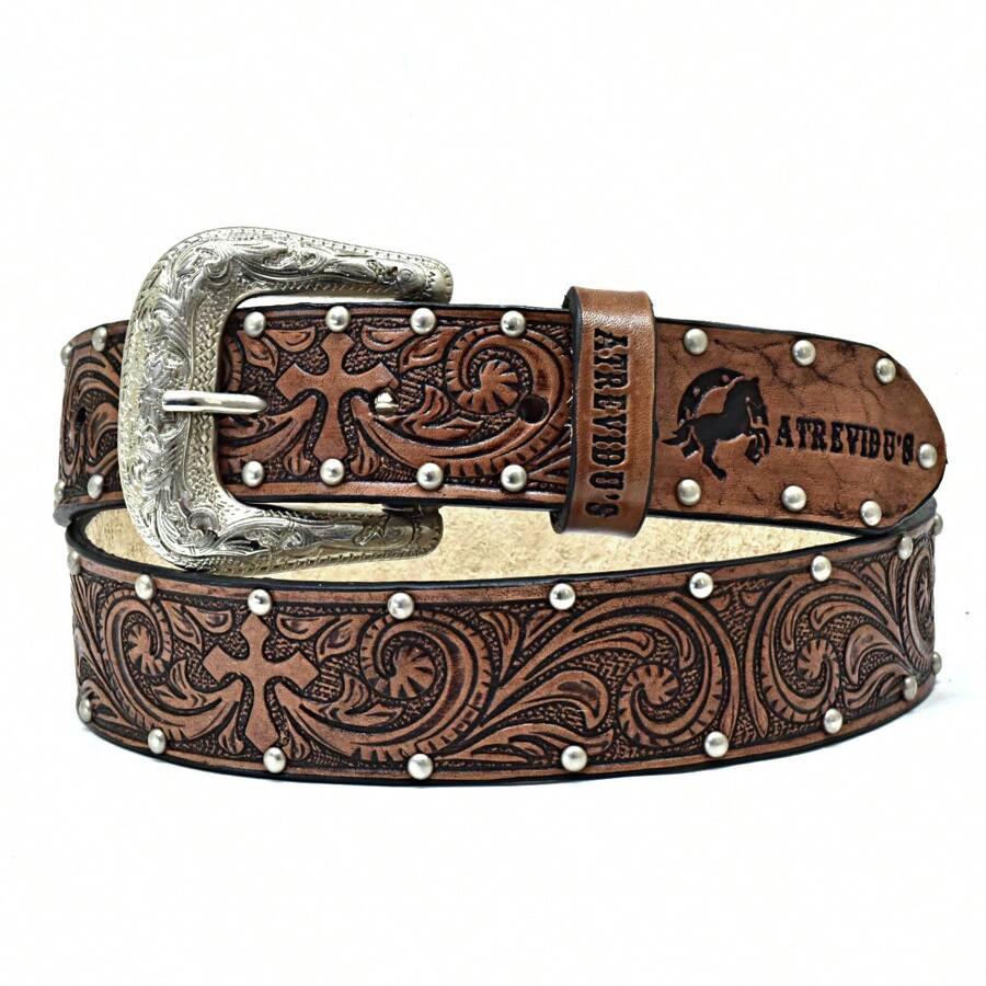 Atrevidu's Country Women's Belt With Cross And Carnation Print - Màu Cam cháy - Xem 1