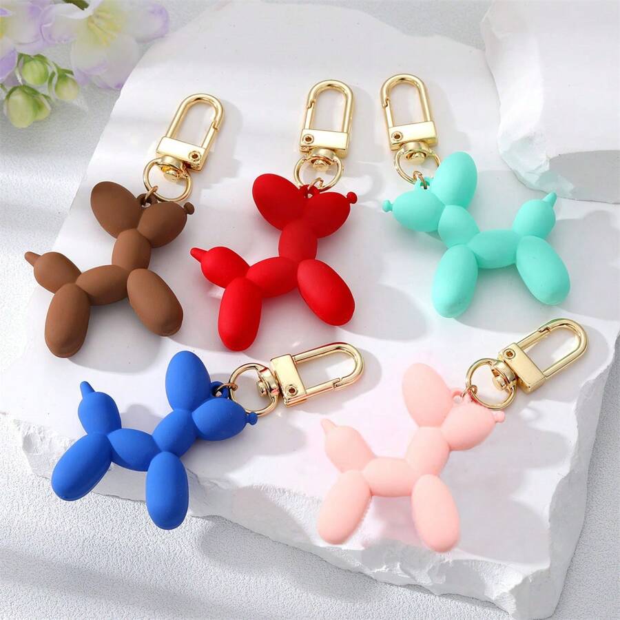 1/5 piezas Llavero de perro globo de dibujos animados - Lindo colgante de animal, decoración de mosquetón, llavero de mujer, adecuado para mochila, coche, regalo del Día de San Valentín - Multicolor - Ver 1
