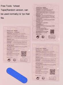 VV MEI JIA ER 24入組短方形實心全覆式假趾甲套裝，時尚舒適按壓式指甲套裝，美甲用品 - 黑色 - 查看 8