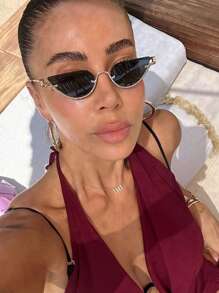 1 Paio di Occhiali vintage in Metallo a Semicerchio, Personalizzabili, Versatili, Adatti per Donne, Ideali per Outfit Autunno/Inverno, Accessori da Spiaggia, Stile Vintage Y2K Tutto-Matching, Business Casual, Vacanze Estive in Spiaggia, Attività all'Aperto, Viaggi - Multicolore - Visualizzare 4