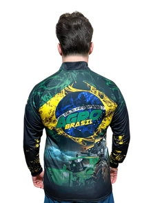 Camisa Camiseta Camiseta Trator de Fazenda Agro Pátria Brasil com Proteção Solar UPF50 - Preto - Visão 4