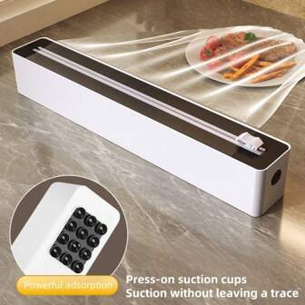 Kitchen Magic Clingfilm Upgrade Dispenser med aluminiumfolie och clingfilm skärlåda, cling bag cutting rack, sopsäckar, praktiskt för kök, plastpåsar förvaringsställ
