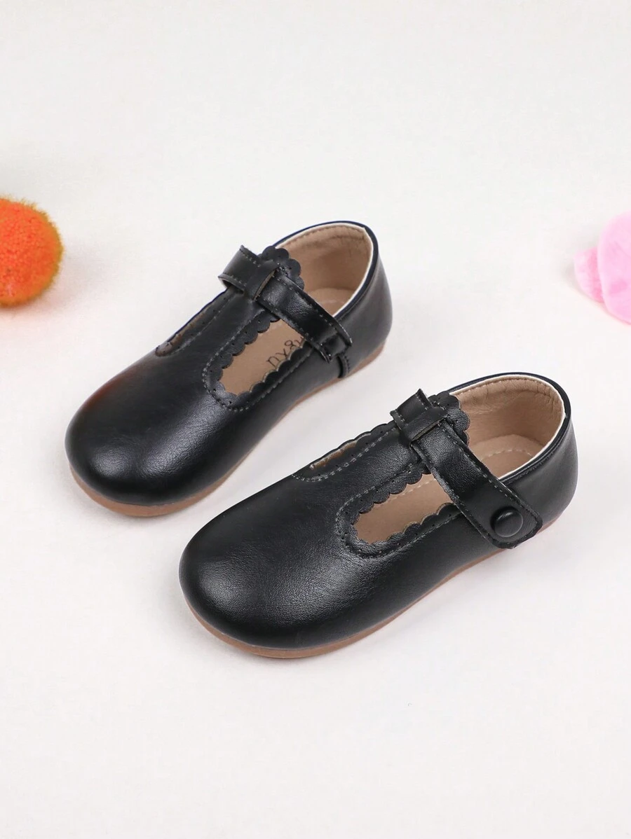 Girls' Casual Leather Flats 2024 Spring/Autumn New Pastoral Style Princess Soft Bottom Baby Toddler Loafers - Black - View 1