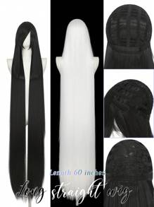 Long Straight Anime Cosplay Wig, Synthetic Fiber Wig Suitable For , Christmas, Role-Playing Parties