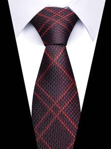 AlanKing 1pc Men's Dark Blue Plaid Striped Paisley Necktie Formal And Party Accessories For Men's Gift Men Necktie