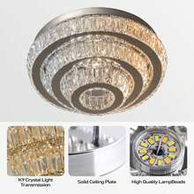 Modern LED Crystal Chandelier 3-Tier LED Ceiling Light Round Ceiling Flush Mounted Chandelier Light Fixure For Bedroom Living Room Dinning Room(Multi-Color/Dimmable) - Multicolor - View 2