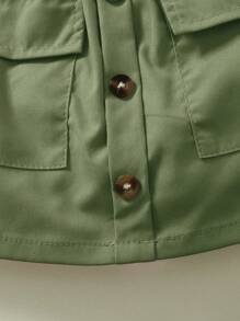 Baby Girl 2pcs/Set Portrait Print T-Shirt & Solid Color Belted Shorts, Casual Minimalist Outfit