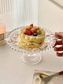 1 pieza Plato de frutas con forma de corazón de vidrio transparente premium, bandeja de exhibición de postres de vajilla retro para decoración del hogar - transparente - Ver 14