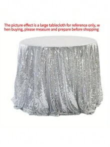 1 pezzo di tovaglia luccicante in oro/argento, copertura da tavolo metallica lucida per feste di compleanno, Ognissanti, matrimoni, decorazione di hotel, Natale - argento - Visualizzare 14
