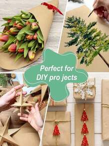 1 Roll Of Solid Color Gift Wrapping Paper, Birthday Figurine Making Paper, Flower Gift Wrapping, - Multicolor - View 6