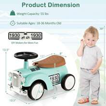 Homasis Retro Kids Ride-On Toy Kids Sit To Stand Vehicle With Working Steering Wheel - Green - View 2