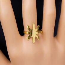 Bague à symbole berbère africain Collier Boucles d'oreilles Femme Homme Acier inoxydable Couleur or/argent Lettre magique Amulette Bague réglable Bijoux