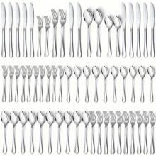 60pcs, Stainless Steel Flatware Set, Black & Golden Silverware, Mirror Polished Cutlery Set, Includes Knives, Forks, Spoons, For Weddings, Birthdays, Independence Day, Dishwasher Safe - 60 cái - Xem 8