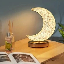 1PC Crystal Moon Table Lamp With Touch Control, Tri-Color Ambiance And USB Charging - Perfect For Bedroom Bedside Environment And Decorative Lighting.