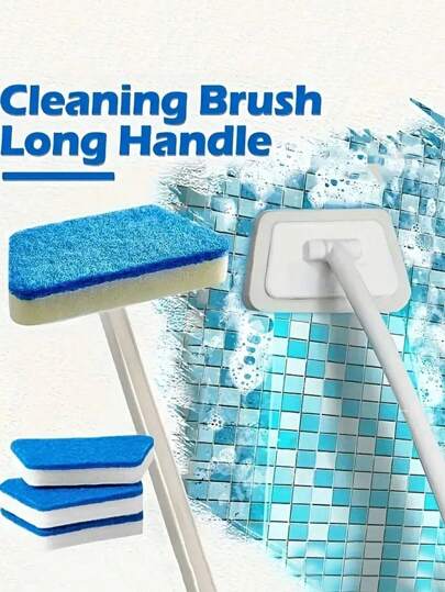 1pc Multifunctional Bathroom Cleaning Brush Set, Long Handle - Detachable, Replaceable Head, For Tile, Floor And Bathtub Scrubbing - Home Cleaning Tool