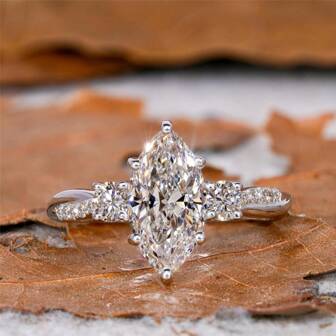 925 Sterling Silver Lyx Häst Ögonformad Vit Diamantring För Kvinnor, Bröllop, Romantiskt Förslag Bröllopsdagspresent, Löftring, Fina Smycken