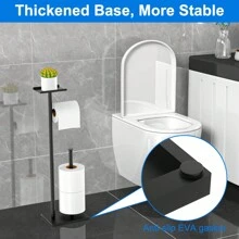 Freistehender Toilettenpapierhalter mit Ablagefläche Oben, schwarzer Toilettenpapierhalterständer, Boden-Klopapierhalter Stehend