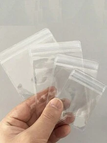 100 个/包迷你戒指袋透明珠宝收纳袋防氧化自封珠宝银饰包装袋 - 無色 - 查看 4