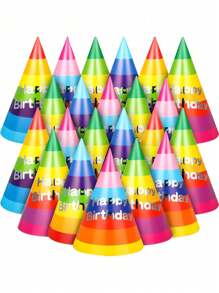 10 Pcs Rainbow Party Decoration Birthday Hat, Birthday Party Creative Triangle Hat, Home Decoration, Birthday Party Hat For Everybody, Art Decoration Gifts
