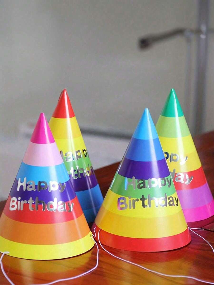 10 Pcs Rainbow Party Decoration Birthday Hat, Birthday Party Creative Triangle Hat, Home Decoration, Birthday Party Hat For Everybody, Art Decoration Gifts