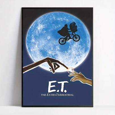 ملصق الفيلم الأيقوني E.T. الكائن الفضائي، لوحة كنفاس بدون إطار للديكور المنزلي، هدية مثالية لعشاق أفلام الخيال العلمي