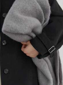 1pc Soft & Fuzzy Solid Color Fashionable Shawl, Versatile Tasseled Warm Scarf - Simple Blue - View 2