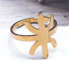 Bague à symbole berbère africain Collier Boucles d'oreilles Femme Homme Acier inoxydable Couleur or/argent Lettre magique Amulette Bague réglable Bijoux