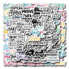 101pcs- Inspirational Quotes Stickers, Inspirational Text Stickers, Waterproof Vinyl Positive Energy Stickers For Water Bottle Books Laptops, Aesthetic Sticker Set