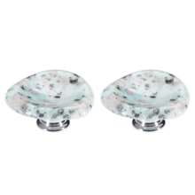 6 Pcs Lotus Stone Heart-Shaped Knobs Natural Lotus Stone Handles Energy Stone Aluminum Alloy Base Drawer Pulls