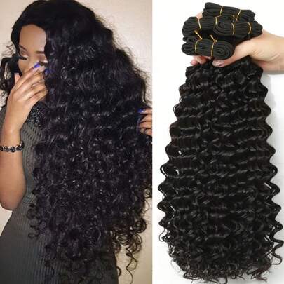 Pacotes de cabelo humano com ondas profundas 12A, cabelo brasileiro cacheado profundo, trama virgem não processada, 1 peça, pacotes de cabelo humano, cor natural