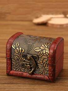 1 件复古木制欧式图腾图案收纳盒珠宝盒配件包装盒返校 - 彩色 - 查看 14