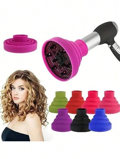 1pc Foldable Silicone Hair Dryer Diffuser, Curling Blower Nozzle, Universal Hair Dryer Folding Cover, Home Salon Hair Styling Tool