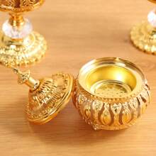 1 pièce/4 pièces Brûle-encens filigrane floral doré, support d'encens en métal ajouré doré de petite/grande taille, brûleur de parfum pour le safran, le santal, accessoires de décoration d'intérieur, ornement de style exotique