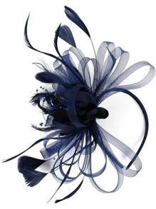 1 Piece Navy Blue Fascinators Hats 20s 50s Hat Pillbox Hat Tea Party Headwear With Veil For Girls And Women,Hairband,Hair Hoop Headbands