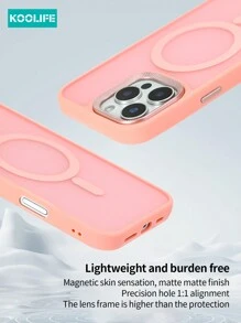 Koolife 1pc Magnetic Charging Shockproof Anti-Drop Matte Skin-Feel Phone Case With Personalized Frame Design Large Camera Hole PC+TPU Compatible With Apple 18pro/18pro Max/17/17 Air/17 Pro Max/16/16pro/16plus/16promax/11/11pro/11promax/12/12pro/12promax/13/13pro/13promax/14/14plus/14pro/14promax/15/15pro/15plus/15promax/ Galaxy S25Ultra/24Plus/23/Galaxy 22 - Pink + Magnetic Card Holder - View 7