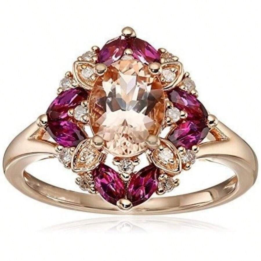 1pc Elegant 14K Gold Plated Copper Leaf Design Ring With Synthetic Cubic Zirconia, Luxurious Round Princess Cut Engagement Ring, Suitable For Daily Wear And Special Occasions, Ideal Gift For Valentine's Day Or Anniversary Valentines