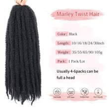 FULCRUM 10/16/18/24/30 pouces Extensions de cheveux Marley Twist Afro Crochet Boucle Kinky Synthétiques Noirs pour Femmes