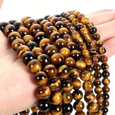 4/6/8/10/12mm 1 Strand Natural Stone Yellow Tiger Eye Loose Bead For Jewelry Making DIY Bracelet Accessories